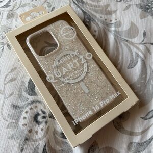 White Iridescent Crystal Sparkle Glitter Phone Case iPhone 16 Pro Max MVMT New